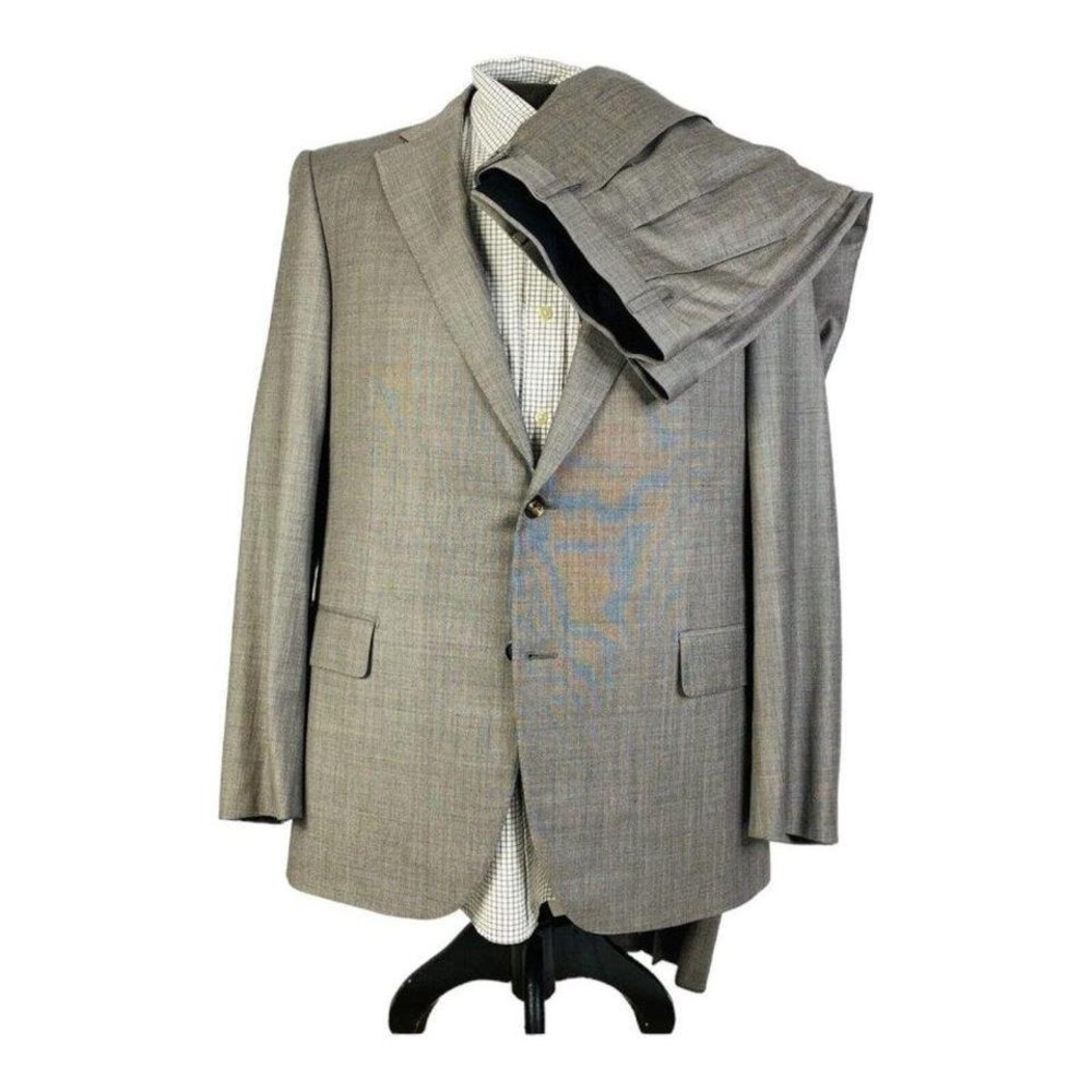 NWOT Caruso Grey Wool Full Suit 2 Button Double Vent 42R 38X37 Pleat Unfinished